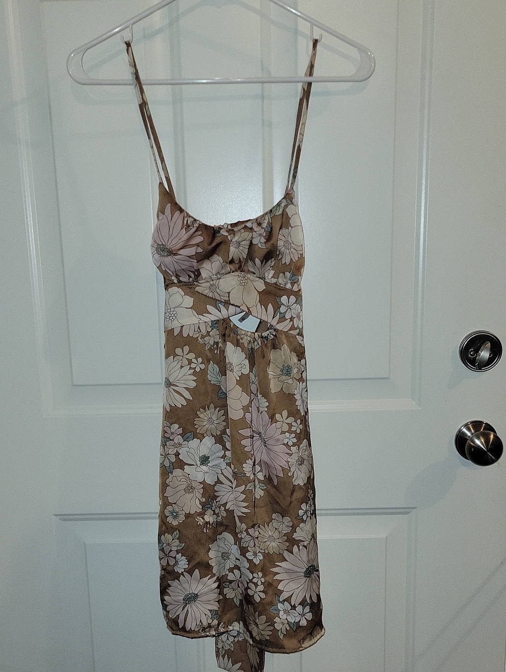 Rue 21 Floral Spaghetti-Strap Midi Dress in Brown and Cream